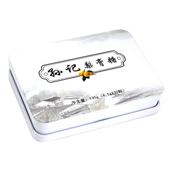 翻蓋式長(zhǎng)方形梨膏糖馬口鐵盒_食品糖果類通用包裝鐵罐廠家定制